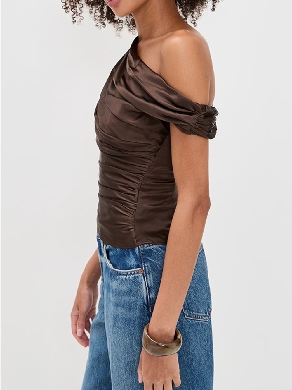 Nwt reformation Hera silk top in black bean / size 0 - Picture 4 of 8